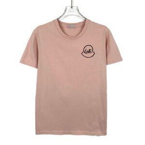 Moncler Meat Pink "Love" Embroidered Cotton Round Neck Short Sleeve T-Shirt S